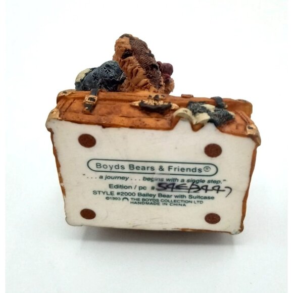 Boyds Figure Bailey Bear with Suitcase 1993 A Journey Begins with a Single Step - Picture 12 of 15